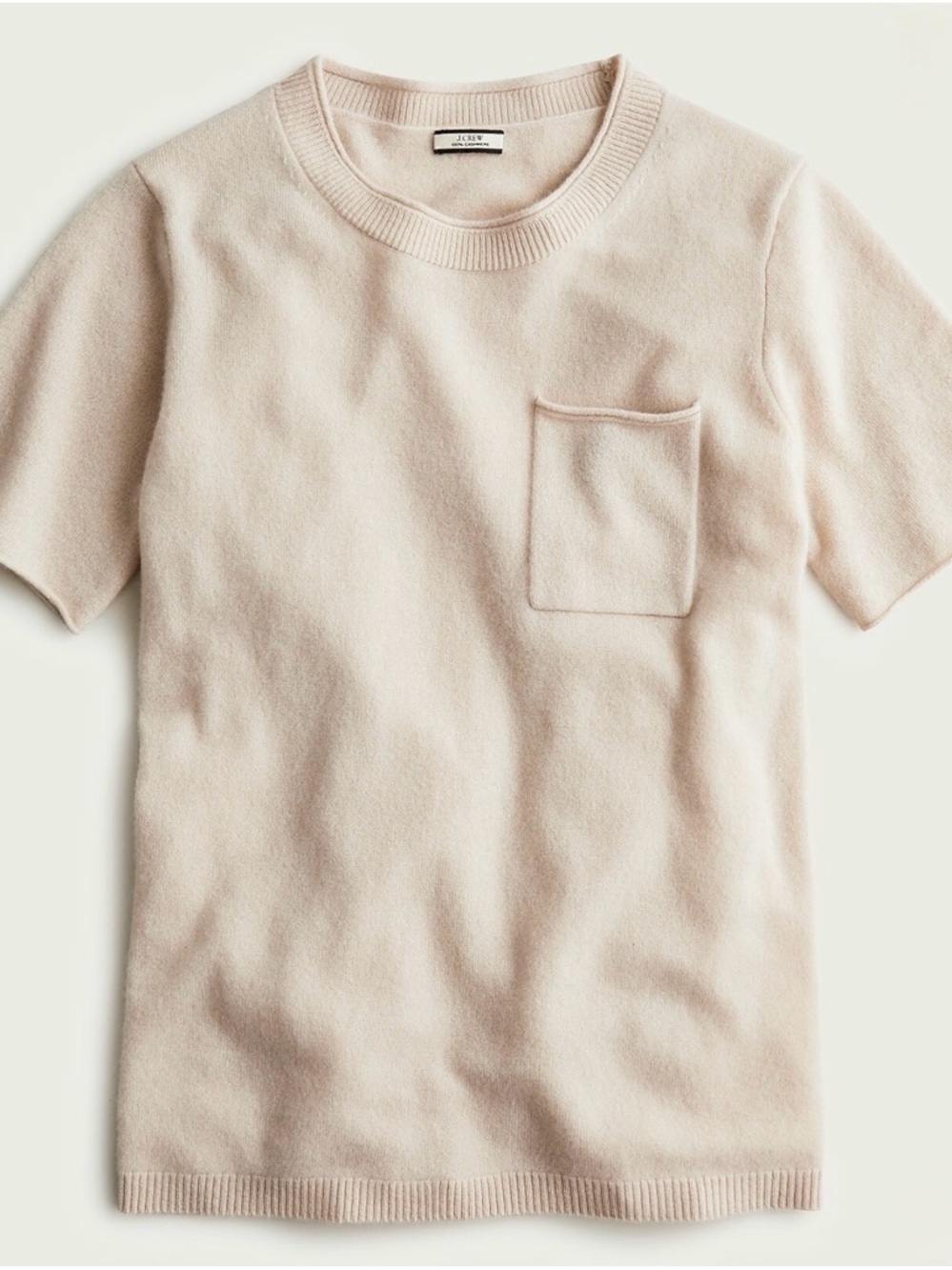 J. Crew Heather Stone Beige Cashmere Relaxed T - Shirt Rollneck Knit Top Size L